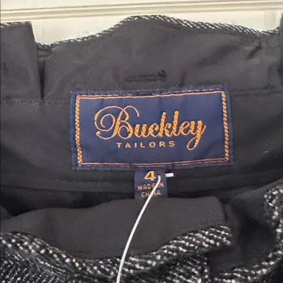 NWT. Madewell Buckley Tailors Black and White Herringbone Paperbag Pants - Picture 4 of 11